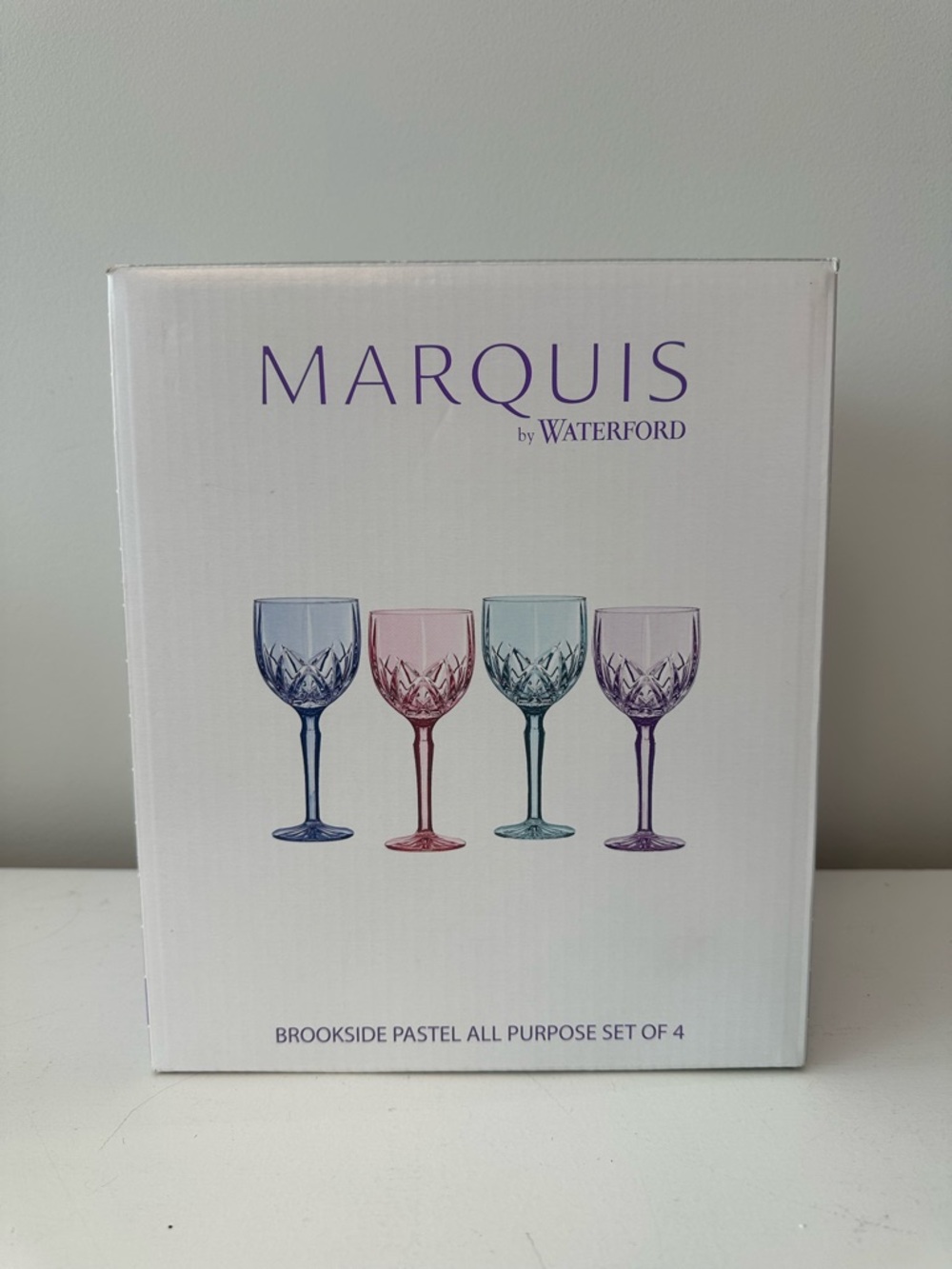 NEW in BOX ~Marquis Waterford Crystal “Brookside” Pastel set of 4 Pastel